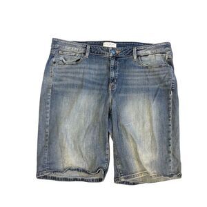 Lane Bryant Women's Plus Size‎ 18 Distressed Bermuda Denim Shorts Blue